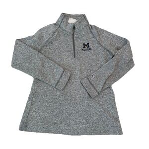 Champion Michigan 1/4 Zip Fleece Pullover Women's Large Gray Embroidered